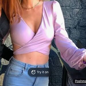 Princess Polly XS Lavender Wrap Crop Top